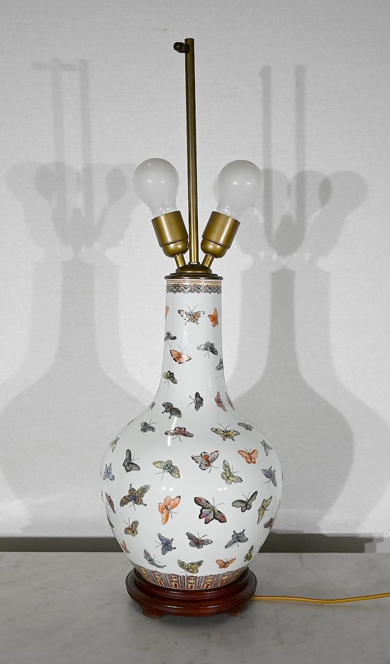 Bedeutende Lampe "Schmetterlinge" aus China Porzellan - 1960