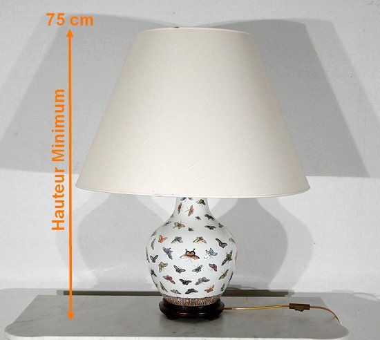 Bedeutende Lampe "Schmetterlinge" aus China Porzellan - 1960