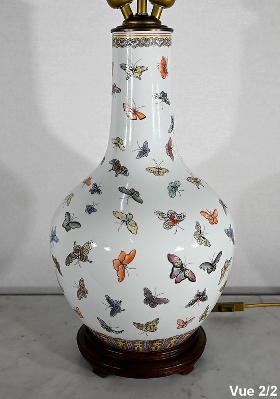 Bedeutende Lampe "Schmetterlinge" aus China Porzellan - 1960