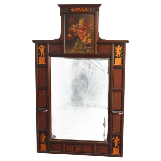 Large XIXth Inlaid Mirror With Decor Of Angels