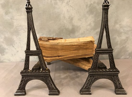 Chenets  Ancien En Fonte poli Représentant La Tour Eiffel Vers 1900