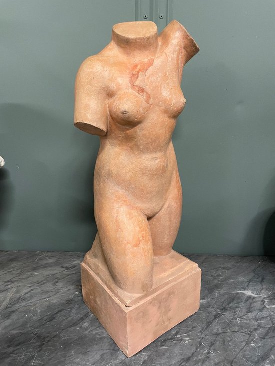 Skulptur Im antiken Stil Torso Der Venus Terrakotta Signiert Henri Martinet
