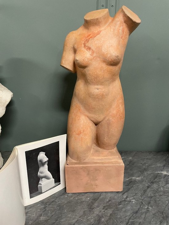Skulptur Im antiken Stil Torso Der Venus Terrakotta Signiert Henri Martinet