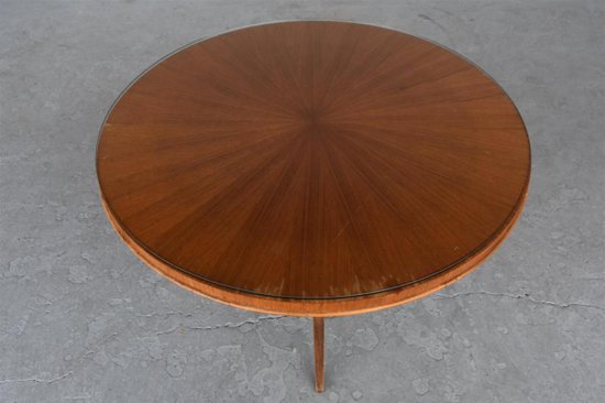 Tavolo con piedistallo Art Déco anni '30 in vetro di palissandro
