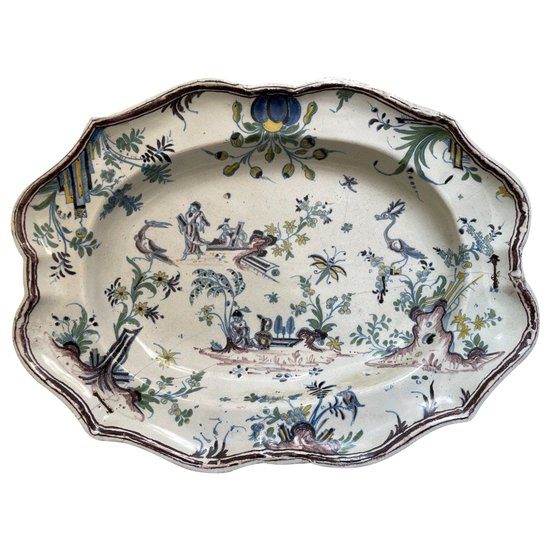 Ancien Grand Plat En Faience Moustiers Epoque 18ème