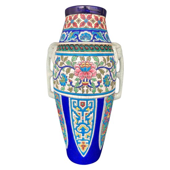 Longwy - Large Orientalist Art Deco Vase