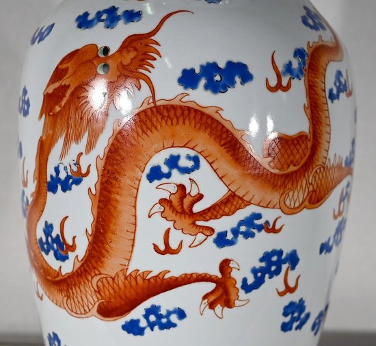Bedeutende Lampe "Drachen" aus China Porzellan - 1960