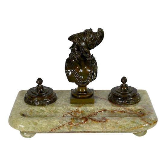 Important Inkwell in Onyx from Pakistan and Bronze - Late 19th century