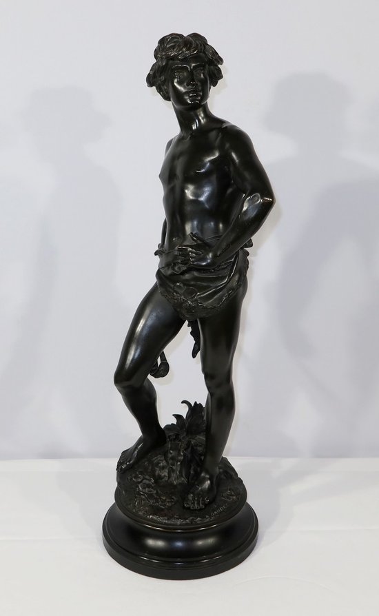 Important Bronze " David ", by A. Gaudez - End of XIXth century