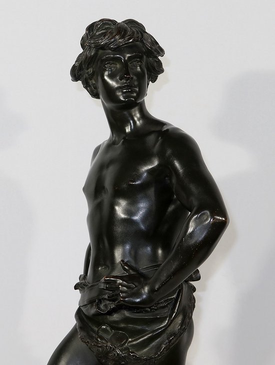Important Bronze " David ", by A. Gaudez - End of XIXth century