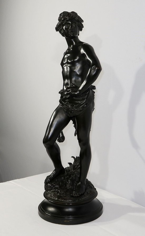 Important Bronze " David ", by A. Gaudez - End of XIXth century
