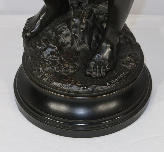 Important Bronze " David ", by A. Gaudez - End of XIXth century