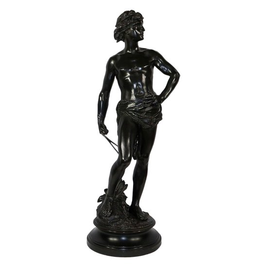 Important Bronze " David ", by A. Gaudez - End of XIXth century