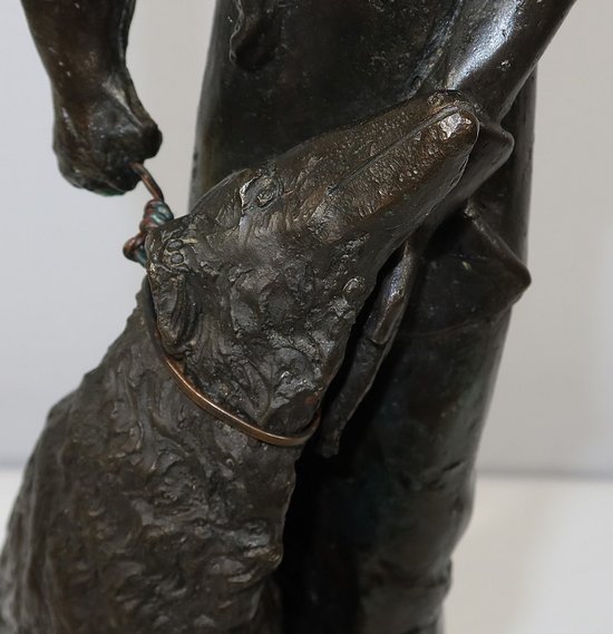 Importante bronzo "La dama con il levriero" dopo D. Chiparus - XX secolo