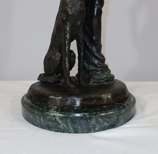 Importante bronzo "La dama con il levriero" dopo D. Chiparus - XX secolo