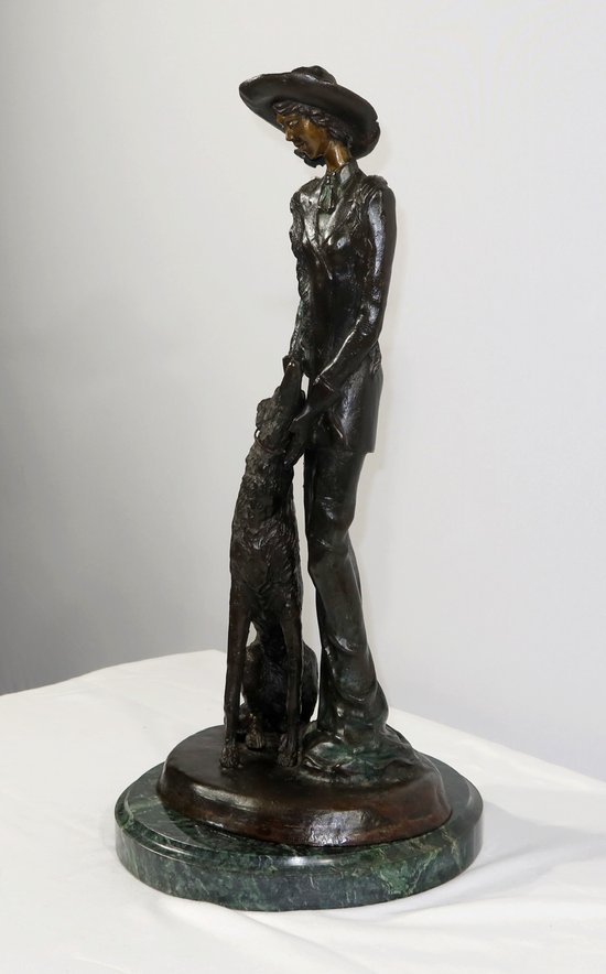 Importante bronzo "La dama con il levriero" dopo D. Chiparus - XX secolo