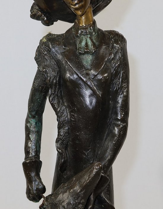 Importante bronzo "La dama con il levriero" dopo D. Chiparus - XX secolo