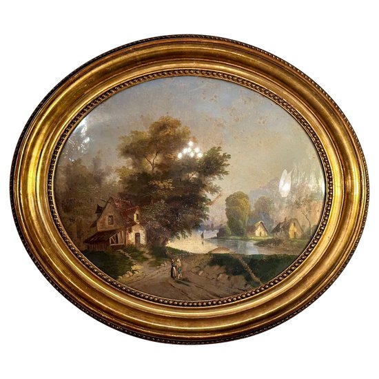Paire De Fixés Sous Verre Epoque Louis Philippe Vers 1840