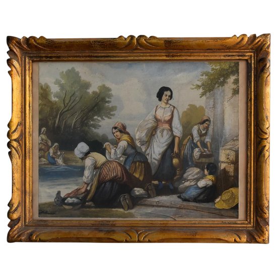 Giovane Lavandières Delacroix Scena Molto Animata Di Dimensioni 35 Cm Per 28 Cm