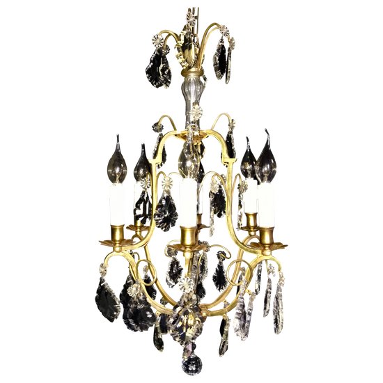 Louis XV style chandelier 6 lights crystal