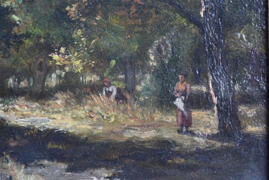 Huile Sur Panneau Foret De Fontainbleau Ernest Guillemer
