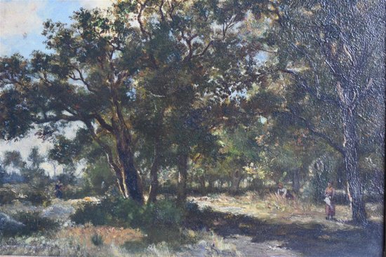 Huile Sur Panneau Foret De Fontainbleau Ernest Guillemer