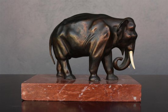 1900 Elephant Bronze Desk Set