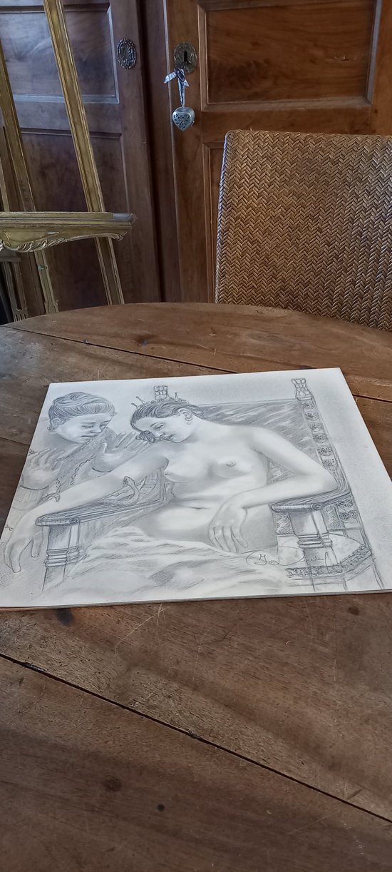 Grey pencil drawing/ The death of Cleopatra