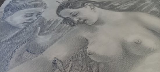 Grey pencil drawing/ The death of Cleopatra