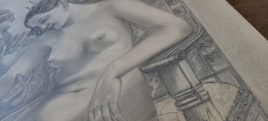 Grey pencil drawing/ The death of Cleopatra