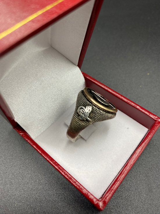 ANELLO CON SIGILLO IN ARGENTO STERLING E PLACCA D'ARGENTO