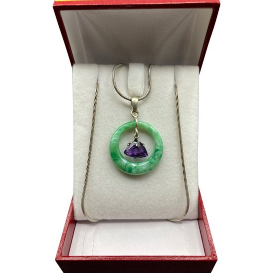 ART DECO JADE AND AMETHYST PENDANT