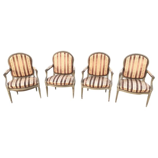 Four armchairs in the 19th century Transition style