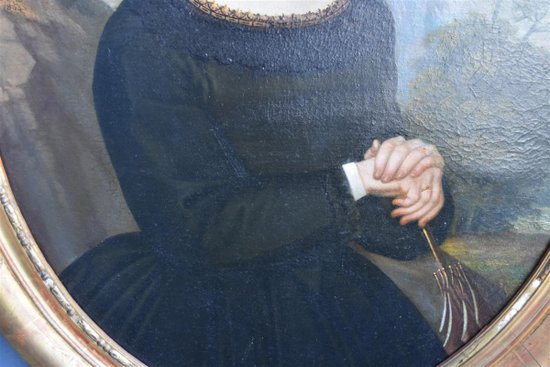 Portrait In Medallion Young Woman Nineteenth Time