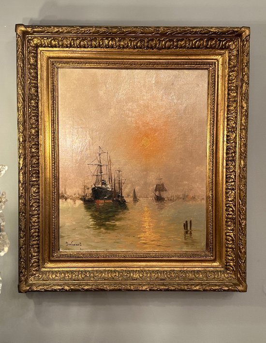 Dancourt, Paire D'Huiles Sur Toile Marine Scene De Port Signées Epoque Fin XIXème
