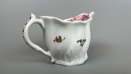 A Late 18thc Caughley Polychrome low Chelsea Ewer c.1790