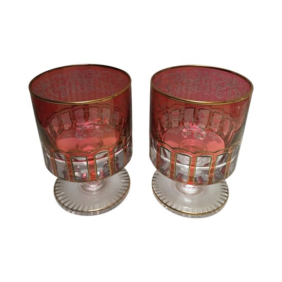 PAIRE VASES DEMI CRISTAL BOHÈME 