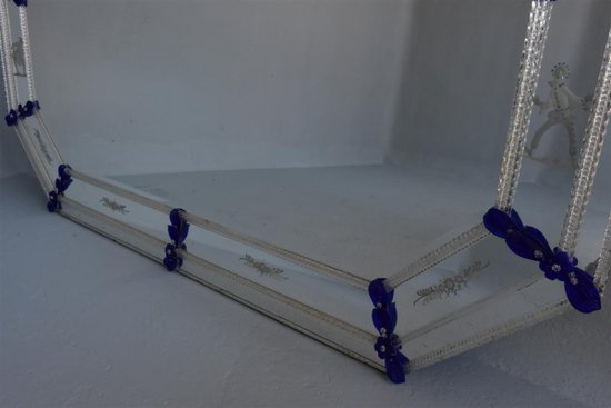 Bicchiere ottagonale inciso grande gelato veneziano bicolore