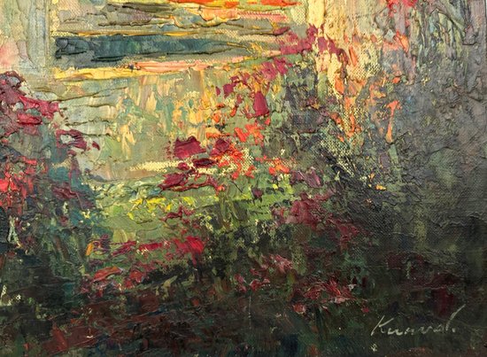 Oil on canvas, "The gardens of the abbey of St André", signed, early XXth century