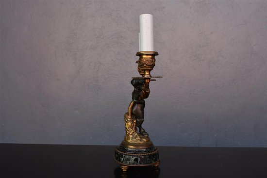 Bougeoir Louis XVI En Bronze Doré Et Patine