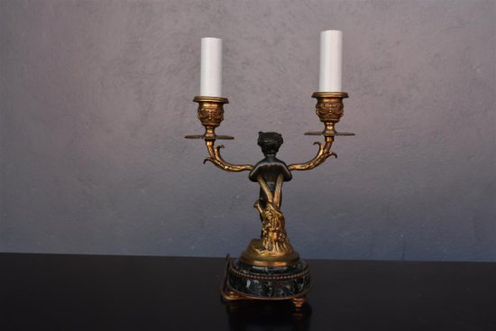 Bougeoir Louis XVI En Bronze Doré Et Patine