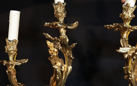 Paire d'appliques Louis XV Epoque XVIIIème siècle 