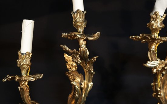 Paire d'appliques Louis XV Epoque XVIIIème siècle 