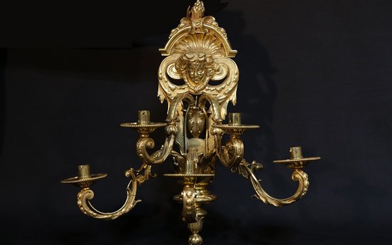 Paire d'applique en bronze ciselé doré  XIXème siècle  Signées H. Picard