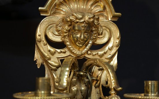 Paire d'applique en bronze ciselé doré  XIXème siècle  Signées H. Picard
