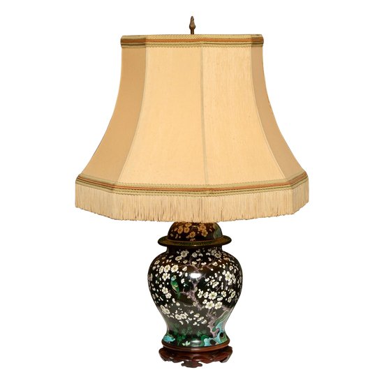 Large ceramic table lamp with Japanese design