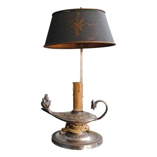 Empire Style Bouillotte Lamp XIXth Silver Metal