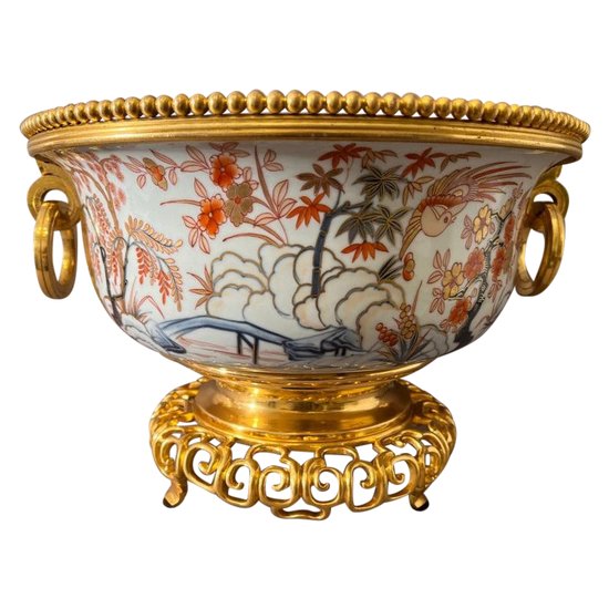 Large Cup In Imari Porcelain And Gilt Bronze Mount Nineteenth