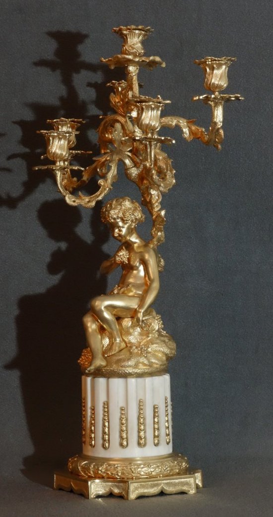 Pair Of Large Candelabras Showing Daphnis And Chloe Nineteenth"