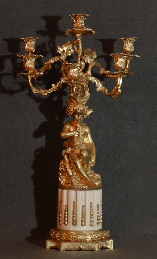 Pair Of Large Candelabras Showing Daphnis And Chloe Nineteenth"